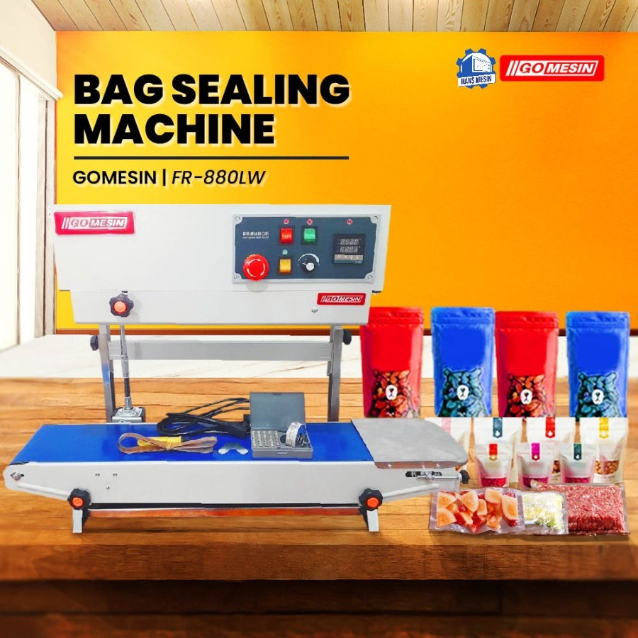 Continous band sealer gomesin fr-880lw mesin segel plastik vertikal