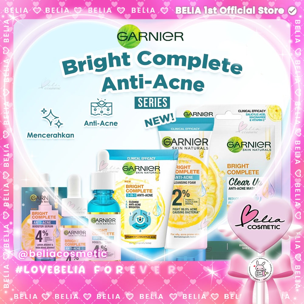 ❤ BELIA ❤ Garnier Bright Complete Anti Acne Series | Clear Up | Serum | Sachet | Face Wash