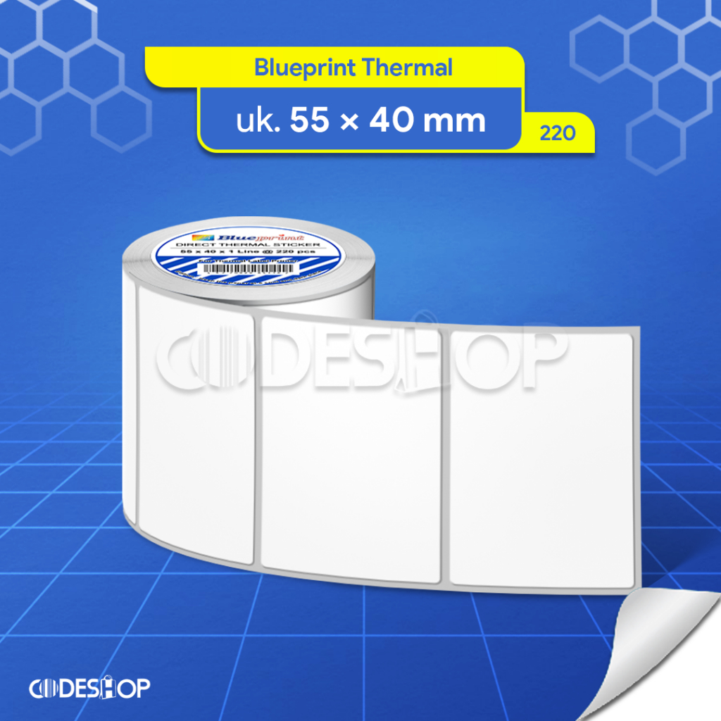 

Blueprint Label Thermal 55 x 40 mm 1 Line Isi 220 Pcs Cetak Label Harga Printer Blueprint