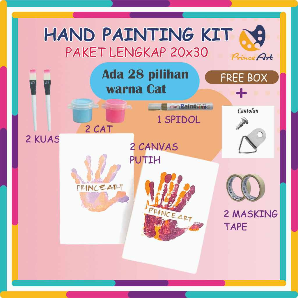 

[PRINCE ART] Hand Painting / Kanvas 20x30 Print Cap tangan Pasangan LENGKAP