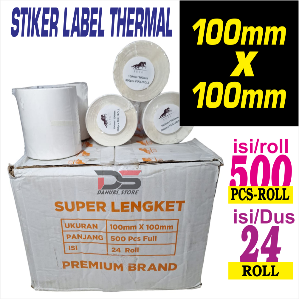 

MURAAAAH!!! HARGA 1 DUS ( 24 ROLL ) STIKER RESI THERMAL / STIKER LABEL BARCODE 100X100MM ISI 500 Pcs/Lembar
