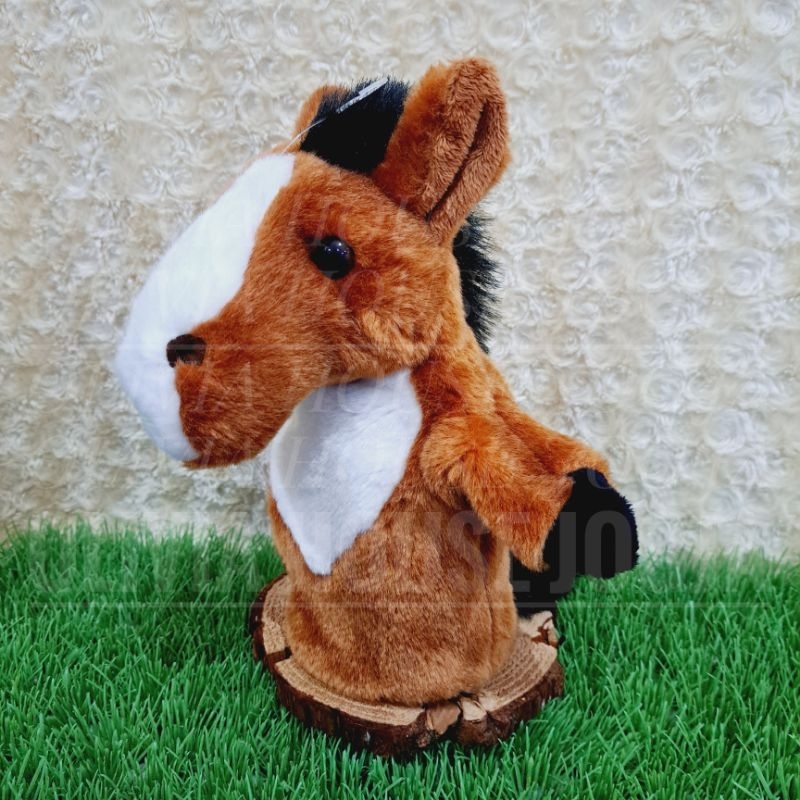 Boneka Tangan Kuda Coklat Handpuppet Kuda Tanpa Kaki Coklat