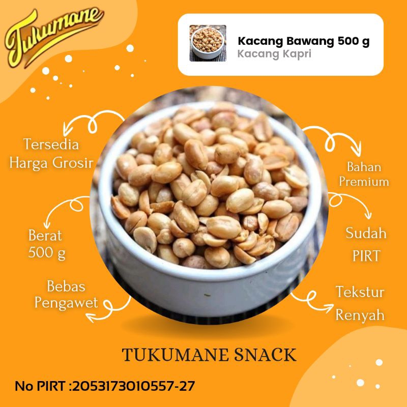 

Kacang Kapri Kacang Bawang Panggang Oven Jumbo Roasted Peanuts Asin Gurih 1/2 KG Spesial