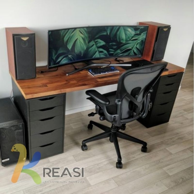 Meja Kerja FJL Kayu Jati Perhutani 2 Sorage