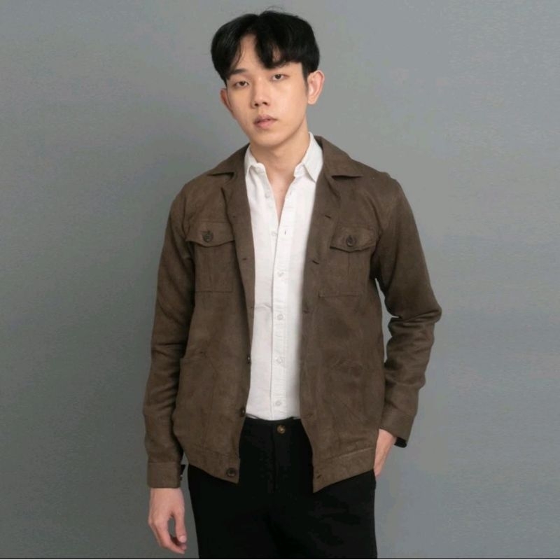 Trucker Jacket - Dark Brown Suede Signore