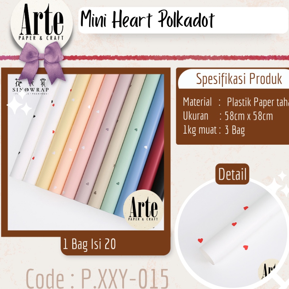 

2 Lembar Cellophane Mini Heart Ori Sinowrap Buket Bunga Korean Kes Waterproof Flower Wrapping Paper Calor Kado Arte Grosir Florist Supply Jaka i PXXY15