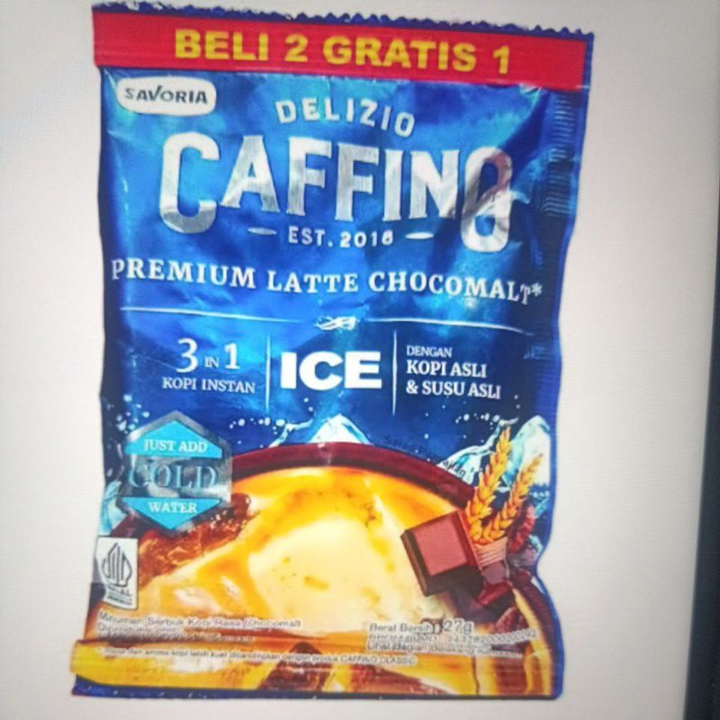 

Delizio caffino ice premium latte chocomalt 1 karton isi 12 renceng