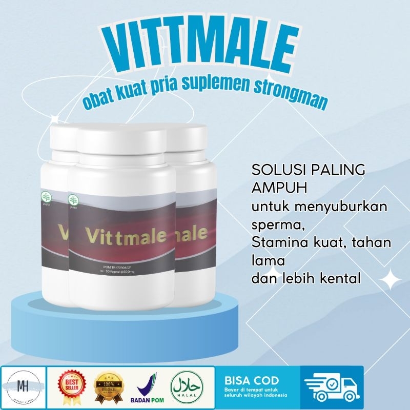 VITTMALE Obat Kuat Kejantanan Pria Strongman isi 30 Kapsul - Asli Vittmale Suplemen Stamina Pria Tan