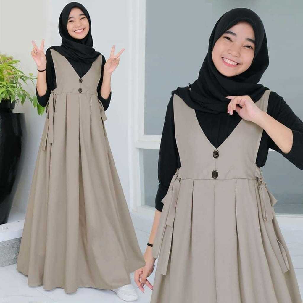 GAMIS ANAK TANGGUNG TERBARU AVELA SET DRESS OVERAL | UMUR 12 - 23 TAHUN 3 SERIAN WARNA