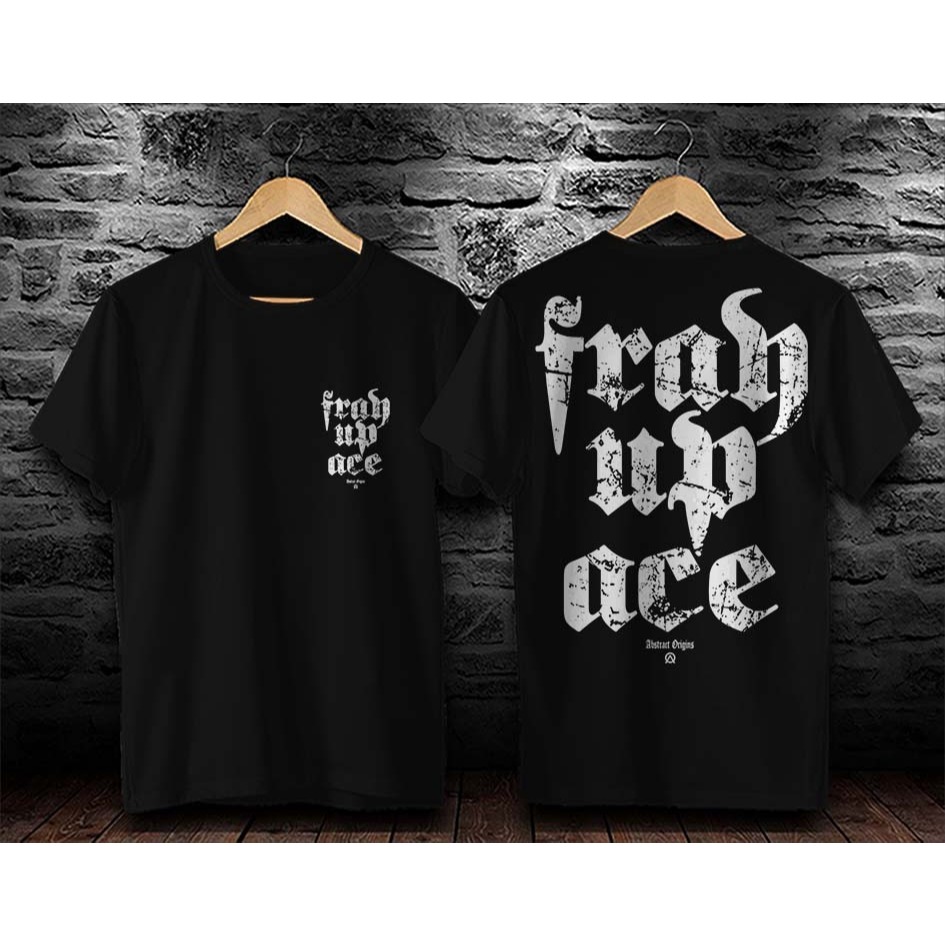 Kaos Distro pria Kaos Motif Frah Up Ace Hitam Baju Kaos Lengan Pendek Keren Kaos Gambar Atasan Cowo 