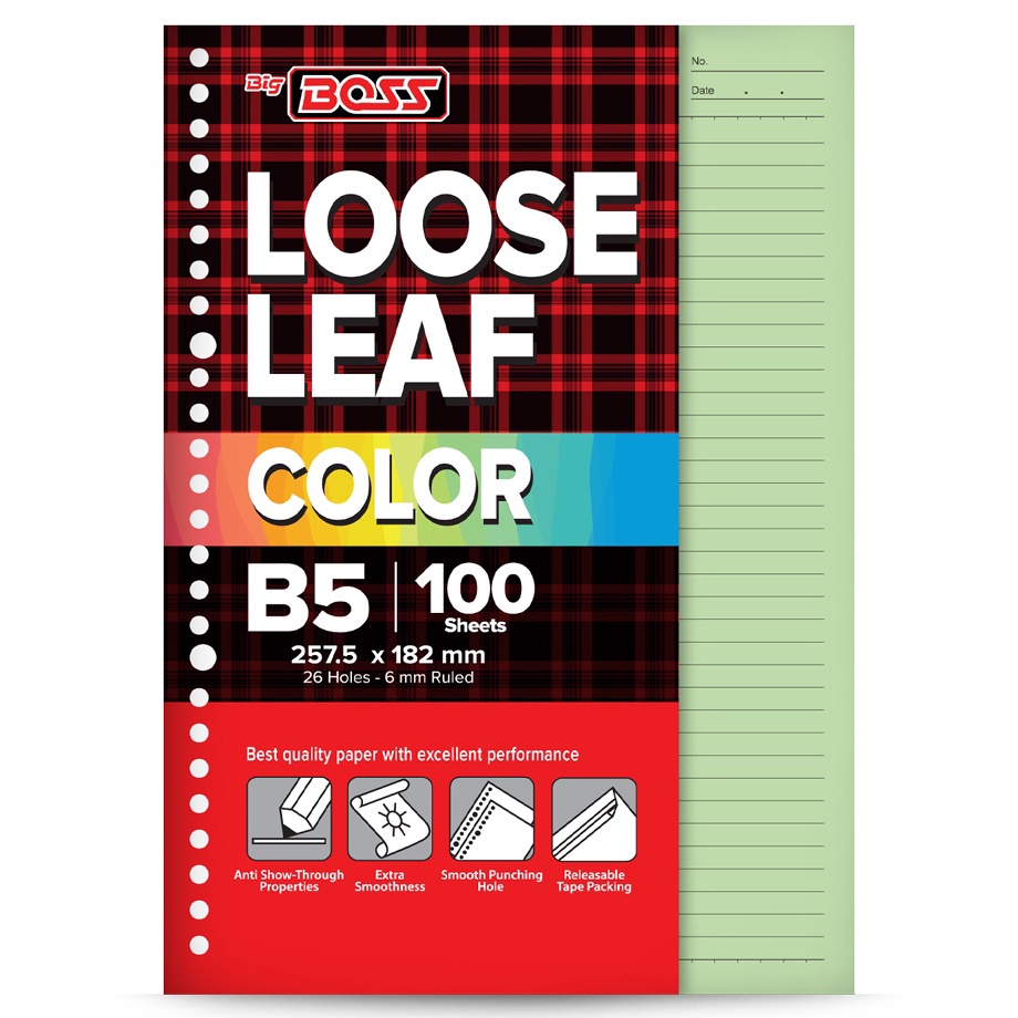 

BigBoss Loose Leaf B5 1 Lembar Green BBO LL 1 B5 19