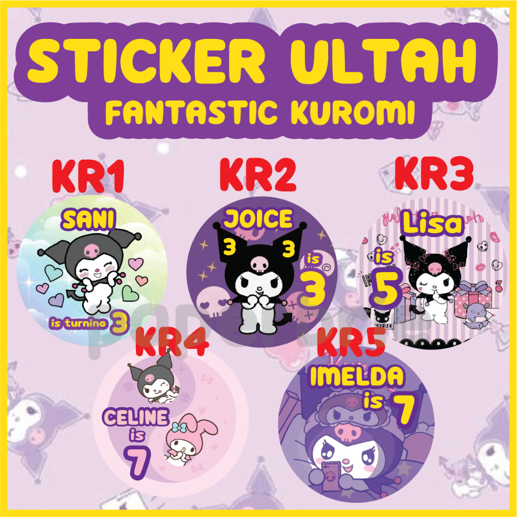 

label stiker FANTASTIC KUROMI Ulang Tahun Anak - sticker birthday party stiker hampers sticker hamper stiker bingkisan ultah