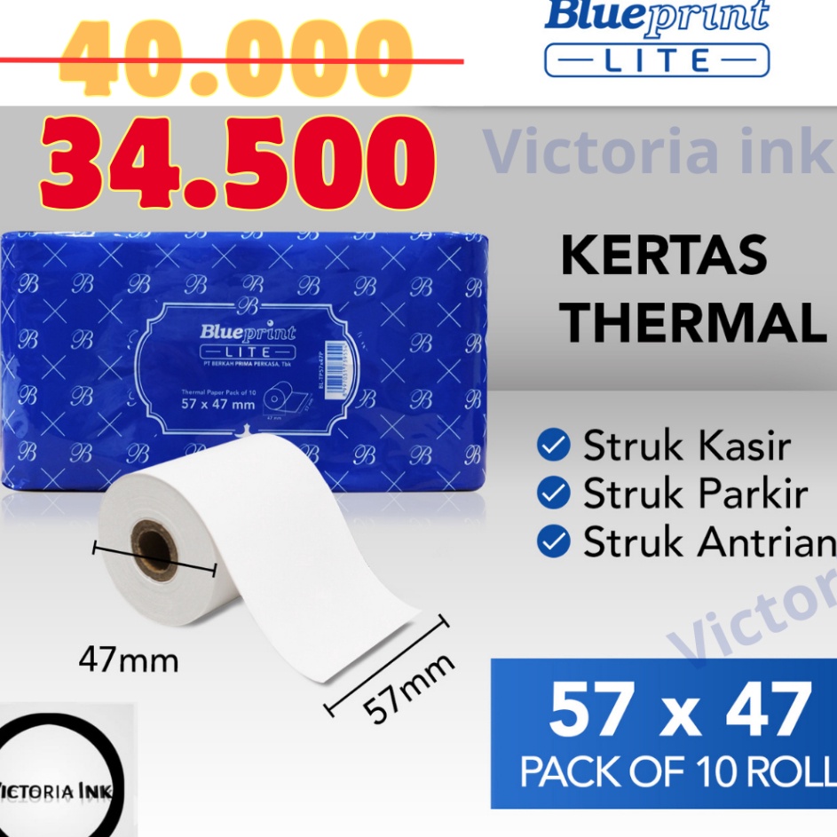 

Klasik 57X47 KES KASIR STRUK KES THERMAL TERMAL EDC PPOB BLUEPRINT Lite 57x47 58 X 47 58mm