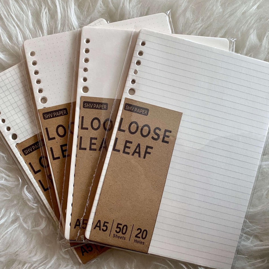 

SHV Loose Leaf A5 Bookpaper 9gsm Grid Dot Lined Blank Kes isi refill binder kotak titik garis polos