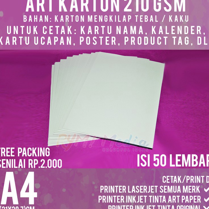 

Art Karton 21 gsm A4 isi 5 lbr Kes Carton Paper Glossy 21 gram