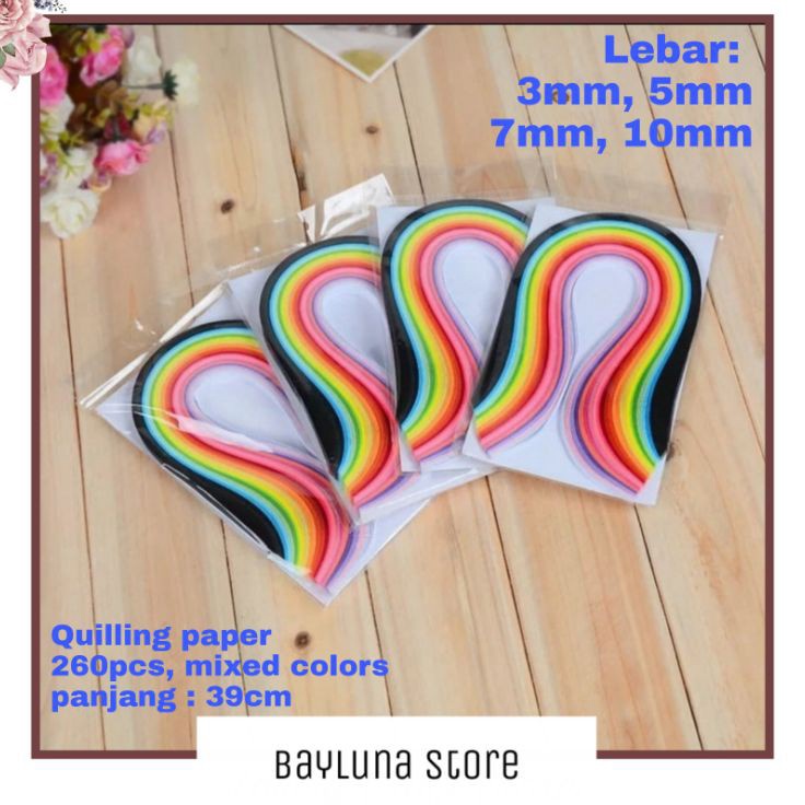 

Super Rating Kertas Paper Quilling warna warni isi 26pcs panjang 39cm Varian 3mm 5mm 7mm 1mm