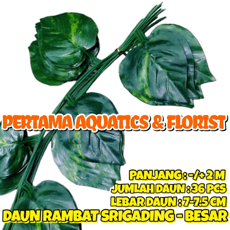 LUSINAN ISI 12 PCS DAUN RAMBAT BESAR (LEBAR DAUN 7-7.5 CM)/ Daun Merambat Plastik/ Daun Dekorasi pla