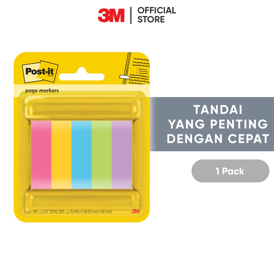 

3M Postit Page Makers 675ASST Tandai dengan cepat dan tepat 1 pak 15x5 mm Power Pink Sunnyside Blue Paradise Limeade Iris Infusion Untuk berbagai permukaan kes