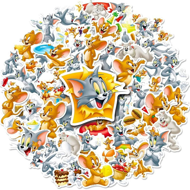 

50 Pcs Tom & Jerry Stickers Lucu untuk Laptop HP Aksesoris dll