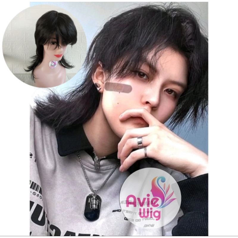 WIG MULEET PRIA RAMBUT PRIA KUNCIR PANJANG HITAM NATURAL