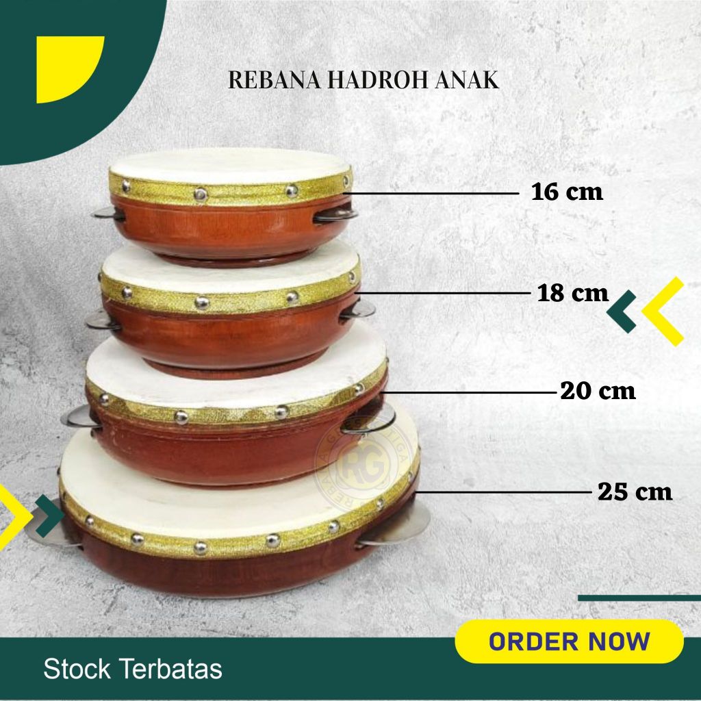 rebana anak ukuran 18 cm hadroh anak mainan anak rebana kompang kecimpring banjari terbangan