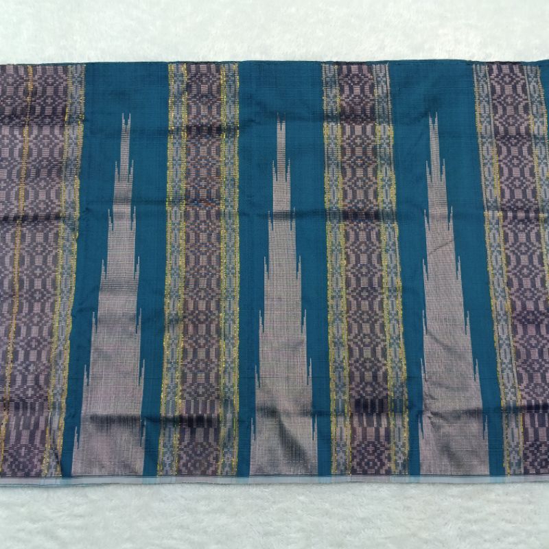 kain sarung sutra tenun lipa sabbe warna biru turkish terbaru
