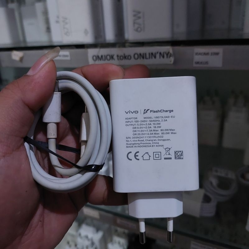 Charger Vivo 80 watt Copotan Original Second bawaan 1000% 80W