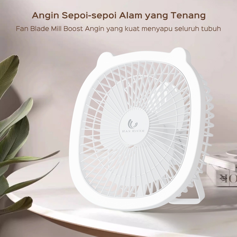 BIG SALE HAN RIVER KIPAS ANGIN PORTABLE WITH LAMPU LED KIPAS ANGIN MINI