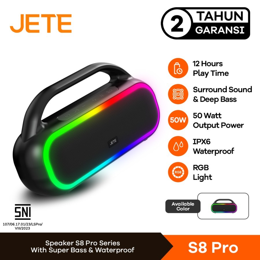 Speaker Bluetooth JETE S8 Pro IPX6 Strong bass - Garansi 2 Tahun