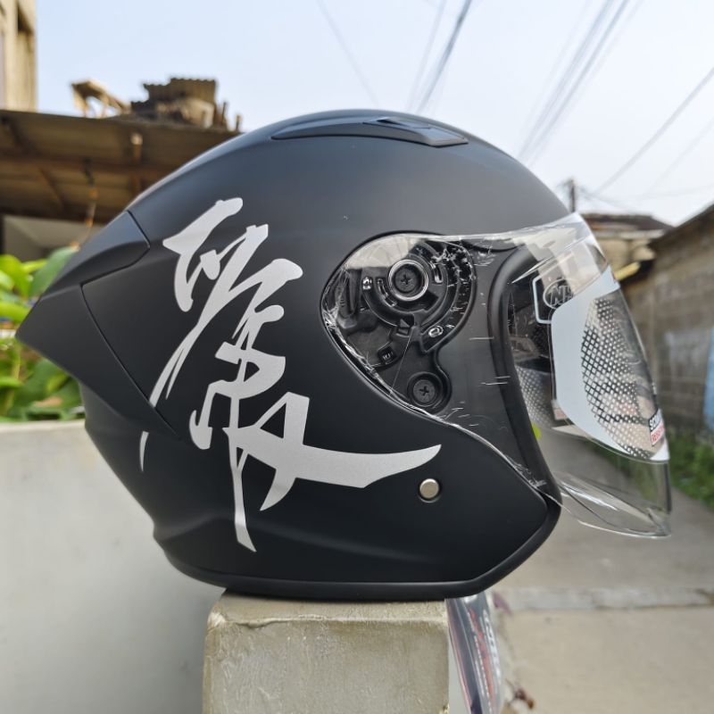 Helm NHK R-1 Max KANJI BLACK SILVER DOFF HELFACE