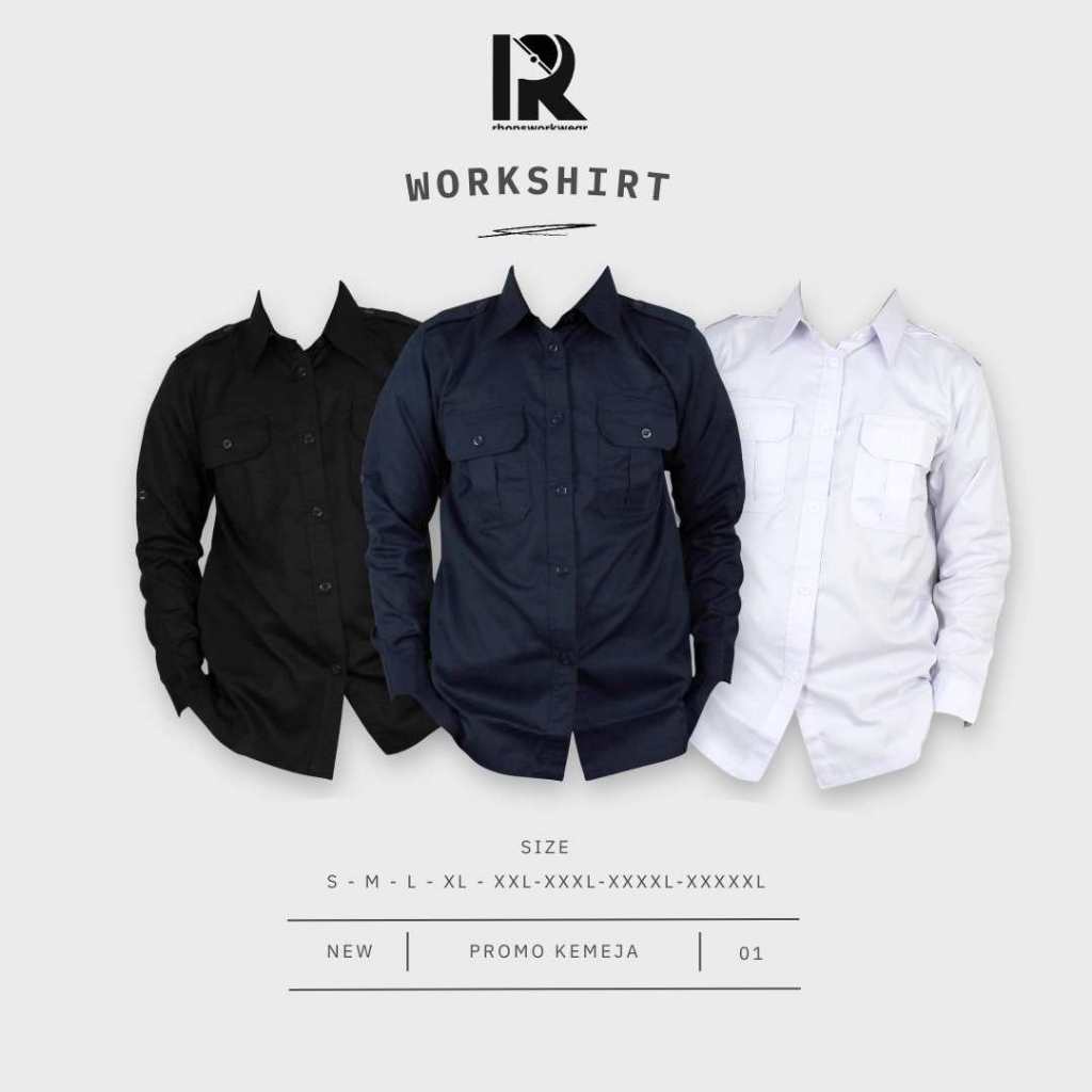 KEMEJA POLOS/ Ventilasi/ Baju Dinas Lapangan/ Gunung/ PDL/ PDH, Tactical, Formal Panjang Warna Hitam