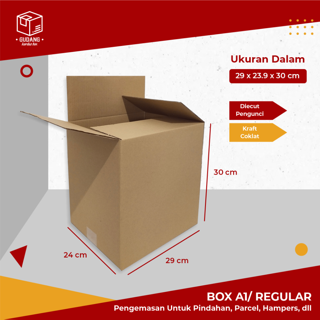 

Box A1 - Uk. 29 x 24 x 30 cm Karton/Polos/Kardus/Packing/A1/BOX PACKING