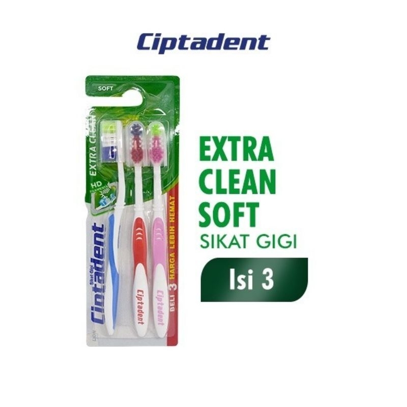 Sikat Gigi Ciptadent Extra Clean Soft Isi 3 | Sikat Gigi Ciptadent Isi 3