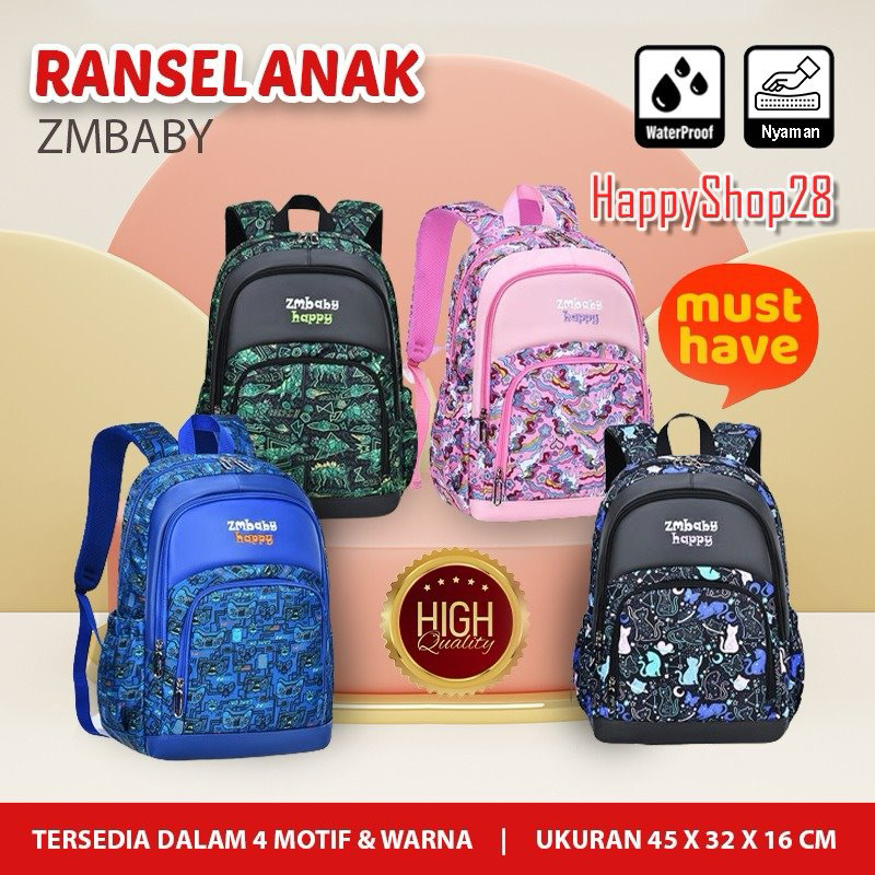 Tas Ransel Anak Sekolah Motif ZMBABY HAPPY
