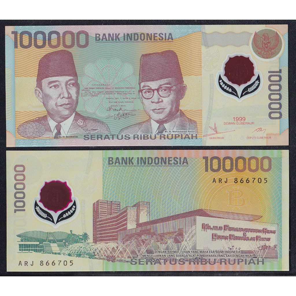 Uang kuno polymer 100000 rupiah tahun 1999