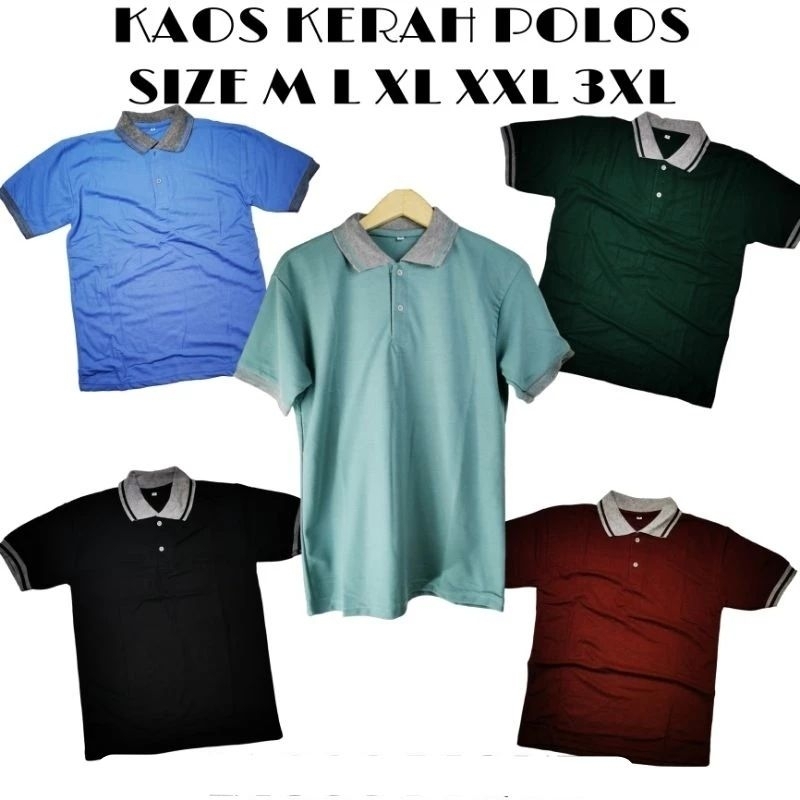 KAOS KERAH POLOS DEWASA SIZE M L XL XXL XXXL BAHAN PIQUE PE