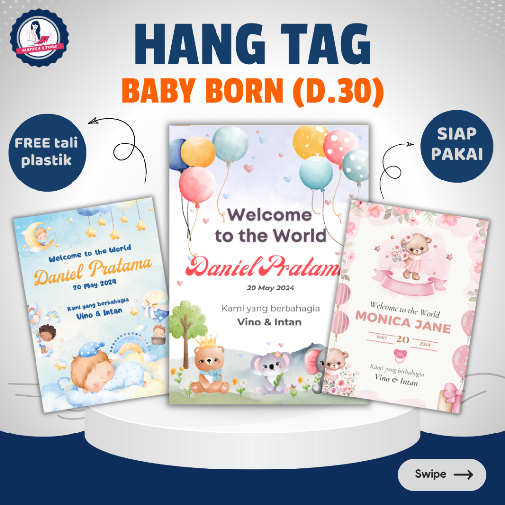 Hang tag baby born / kartu ucapan lahiran / greeting card baby born / Custom kelahiran bayi / kartu 