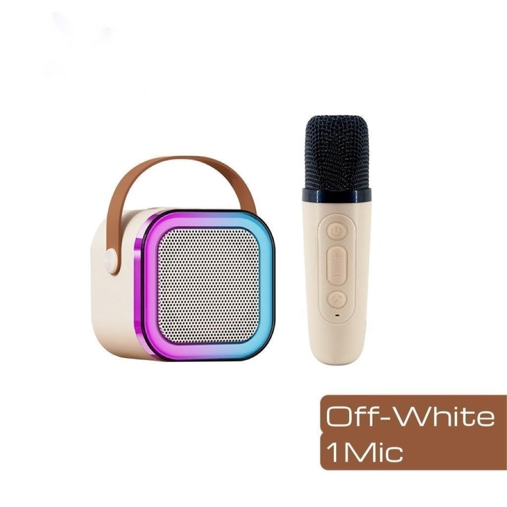 Speaker Bluetooth Karaoke Wireless Microphone 2pcs/Set High End Karaoke Speaker RGB Light Speaker Bluetooth Bass Dapat Terhubung ke HP/TV/Komputer Bluetooth Speaker-White 1 Mic