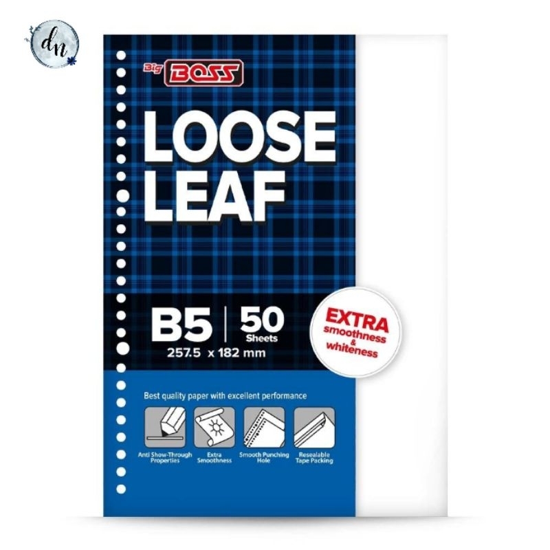 

BigBoss Loose Leaf 50 B5 Polos | BBO LL 50 Sheets B5 PLS| Isi Binder B5 Polos BigBoss 50 Lembar