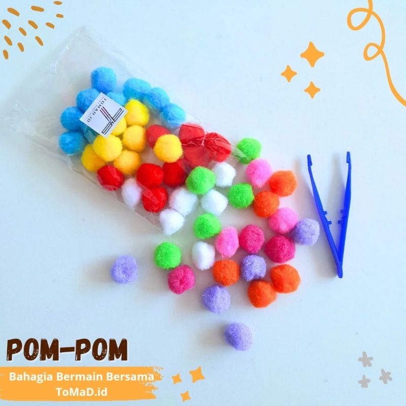 Pom-Pom Mainan Edukasi Montessori | Pom-Pom Mainan | Pom-Pom 1cm | Pom-Pom 2,5 cm| Pom-Pom Mini | Po