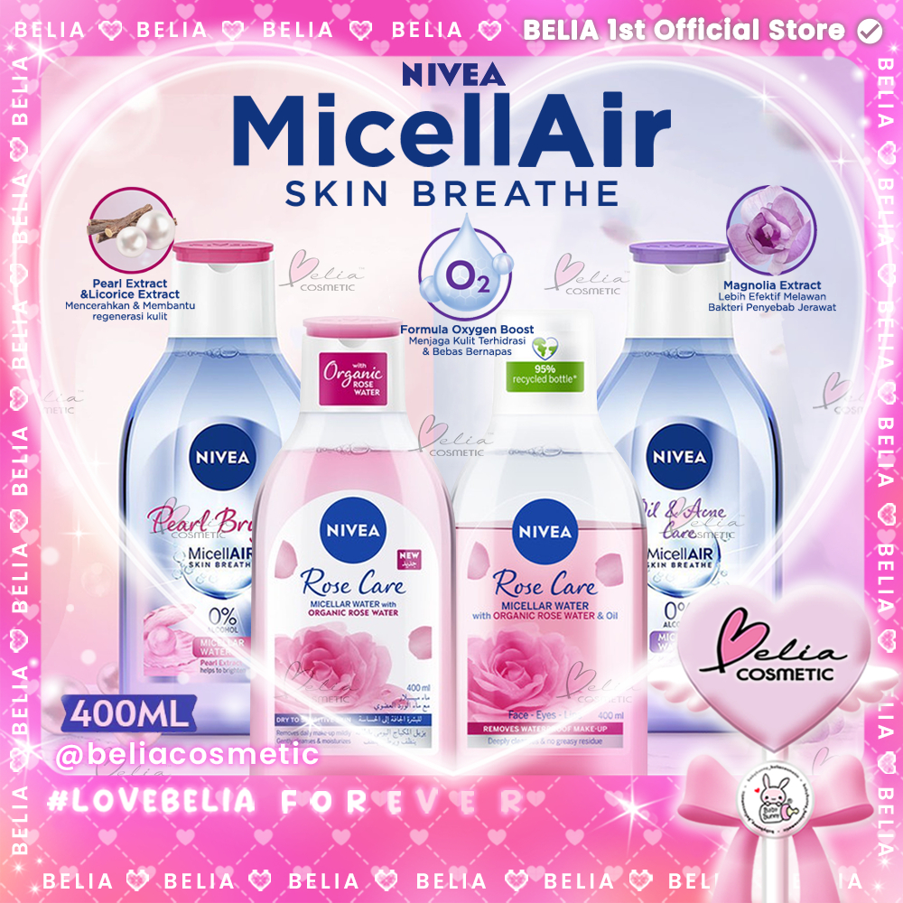 ❤ BELIA ❤ NIVEA Micellar Water Series | Rose Care | MicellAir Skin Breathe 0% Alcohol 400ml BESAR | 