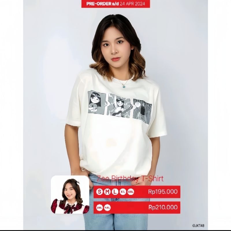 Kaos Baju JKT48 Birthday T-shirt Azizi Asadel (Zee) 2024 - Putih