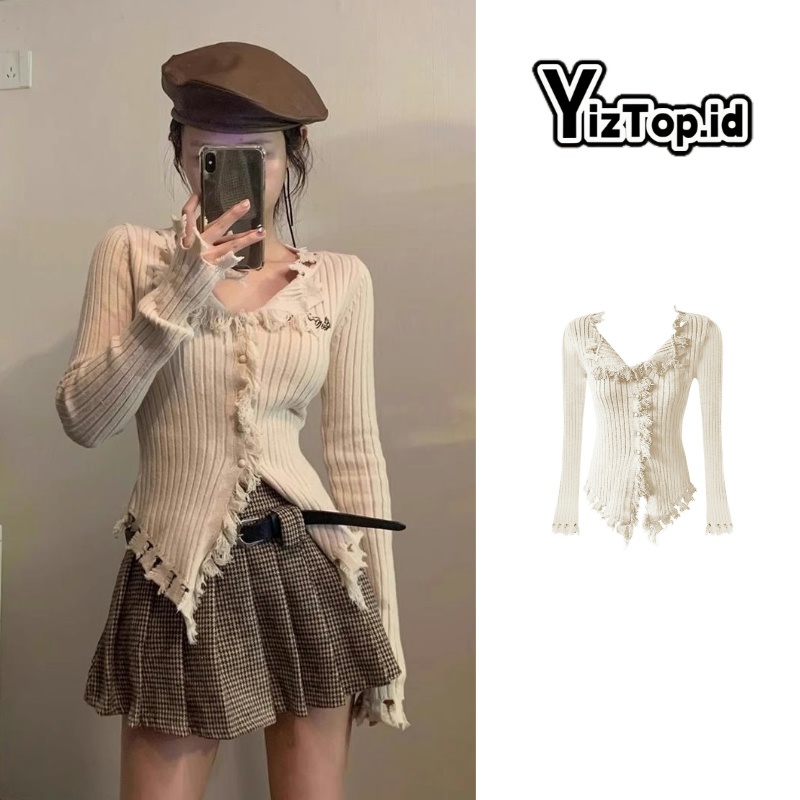 Yiztop - Wanita Sweater Rajut Korea Panjang Wanita Sweater Rajut Premium