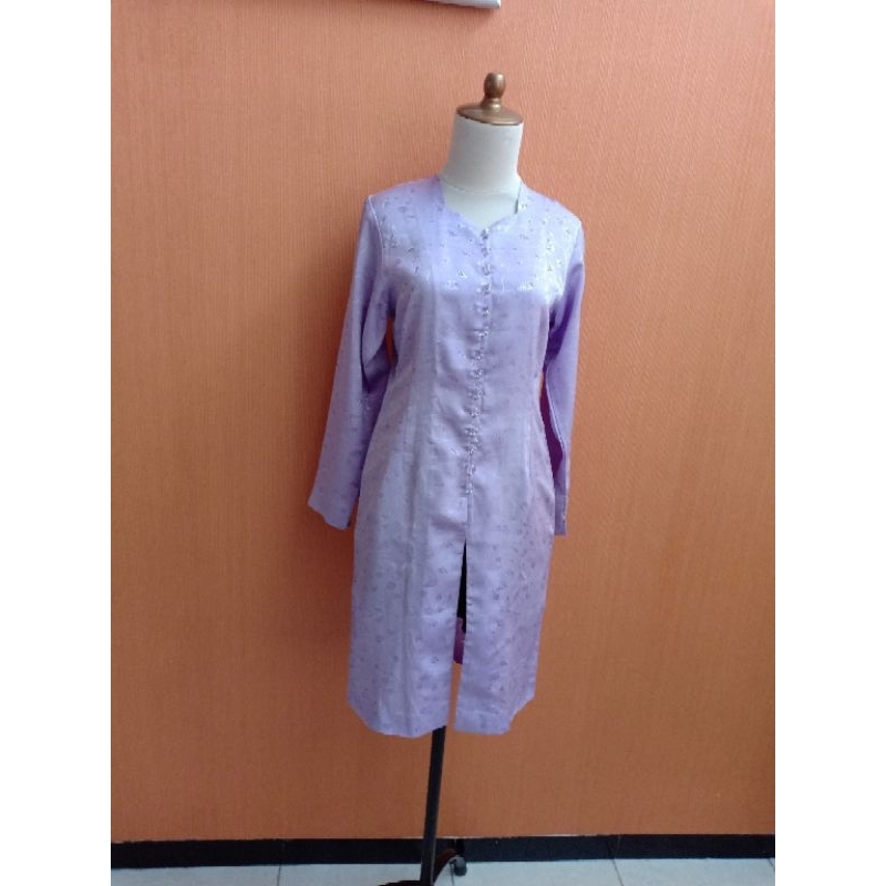 atasan kebaya modern wanita ungu lilac M cute MEWAH lengan panjang silk