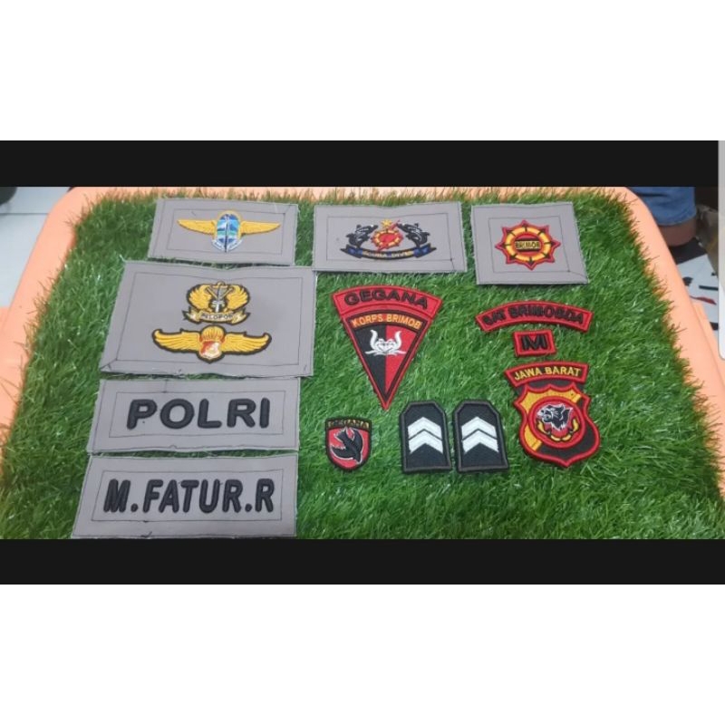 Bordir Timbul Polri 1 Set Lengkap