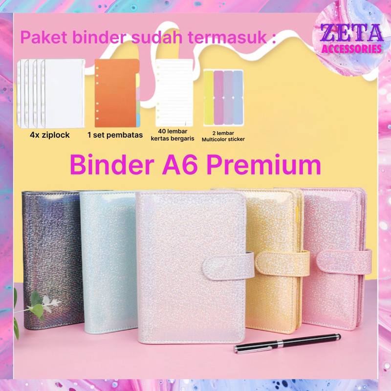 

set binder menabung cantik aesthetic size a6 ziplock binder note book - BN02