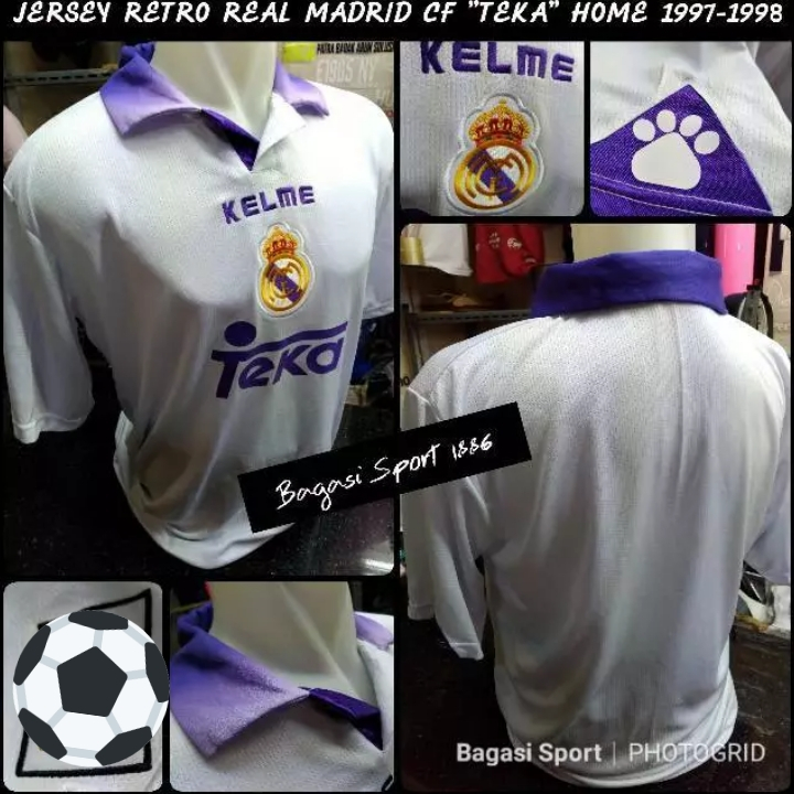 Jersey Baju Bola Lokal Lokalan Real Madr1d Retro Lama Lawas Home Kit Kandang Madridista 1997 1998 TE