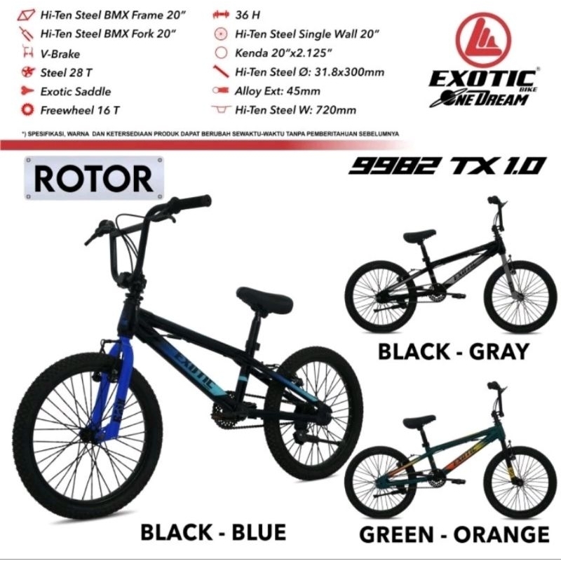 Sepeda 20 inch BMX Exotic Rotor 9982 TX 1.0 Rotor 9982 TX 3.0 Rotor