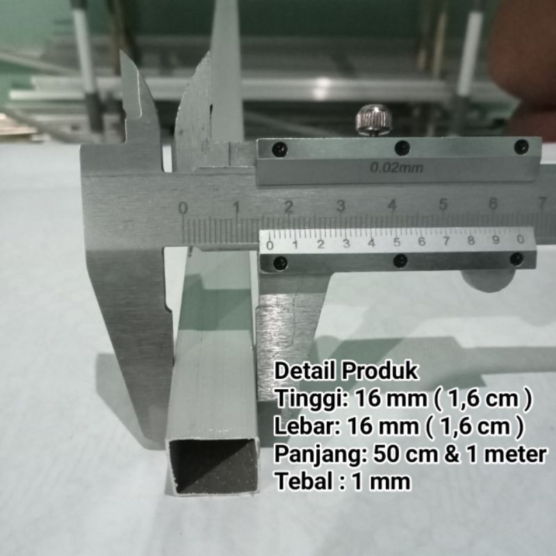 HOLLOW PIPA ALUMINIUM KOTAK 16X16 mm
