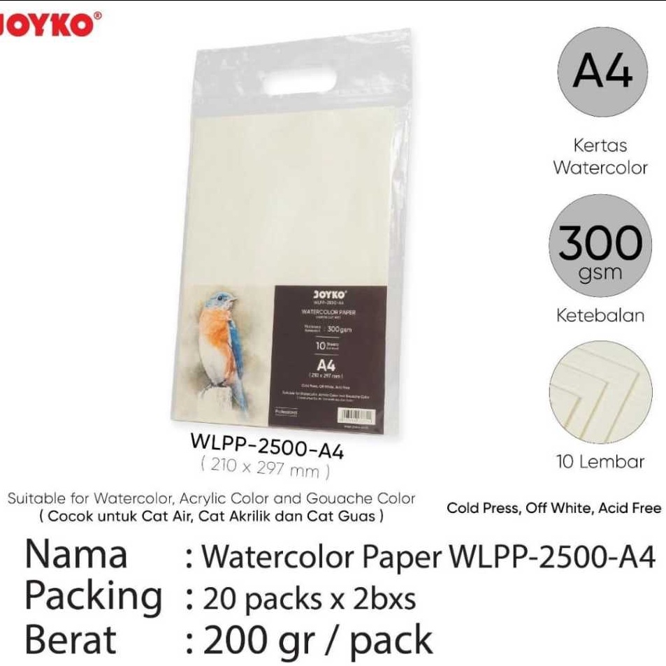 

Murah Banget water color paper wlpp 25 A4 isi 1 lembar cold press 3 gsm kes cat air joyko